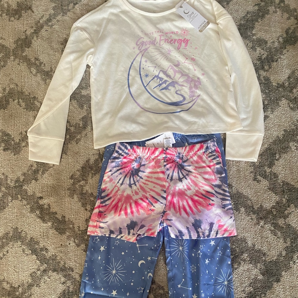 Justice girls size 7, 3 piece sleep set